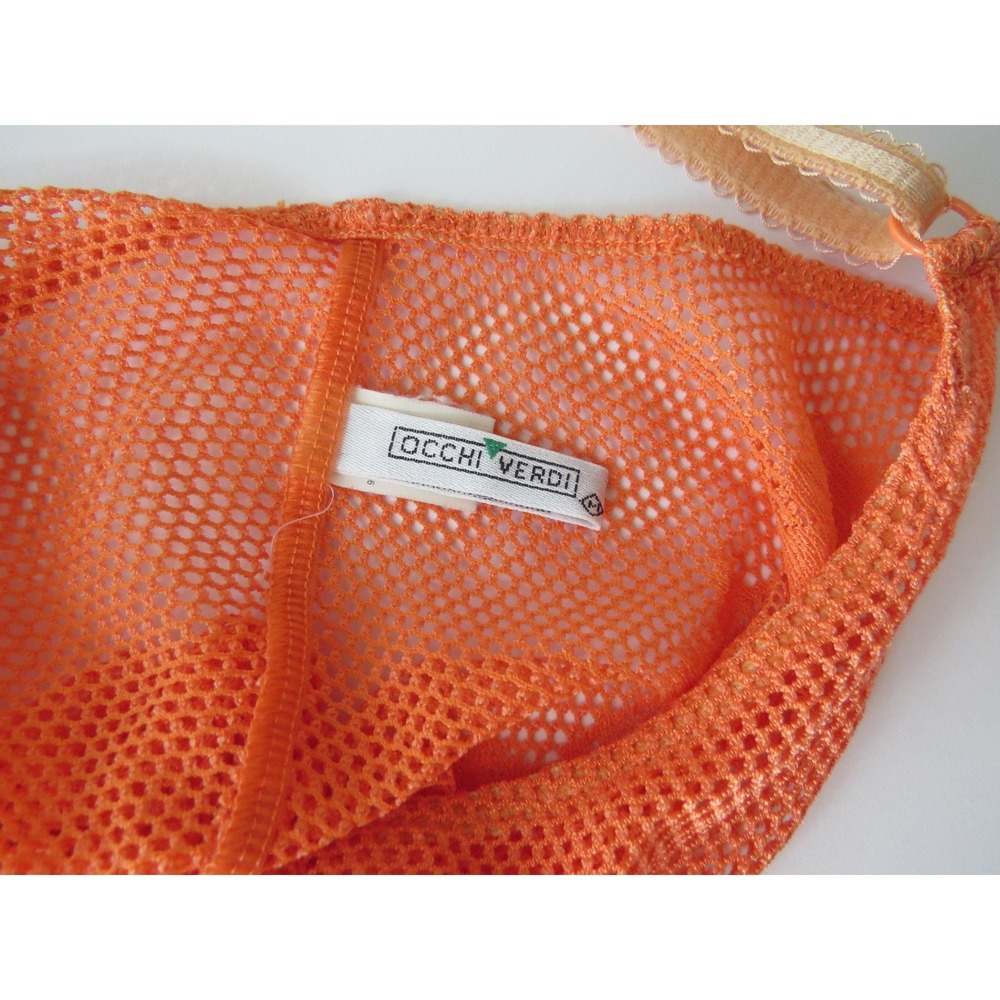 Occhi Verdi La Perla Orange Mesh Lace Camisole, Italian Vintage Made in Italy - Picture 9 of 9